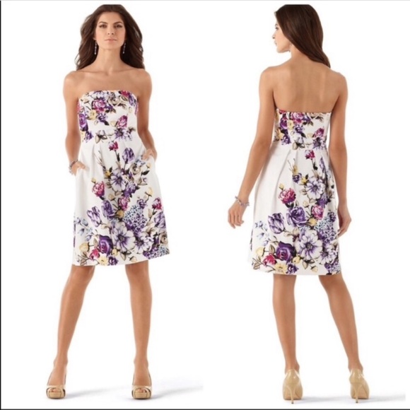 White House Black Market Dresses & Skirts - White House Black Market Strapless Floral Mini Dress